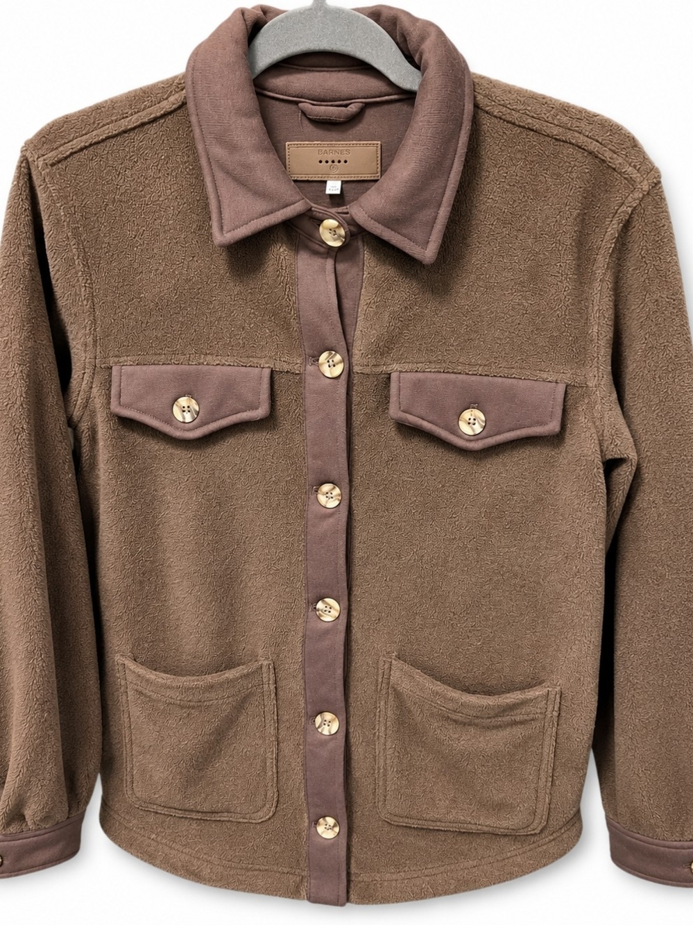 Blank NYC Brown Teddy Jacket with Contrast Trim